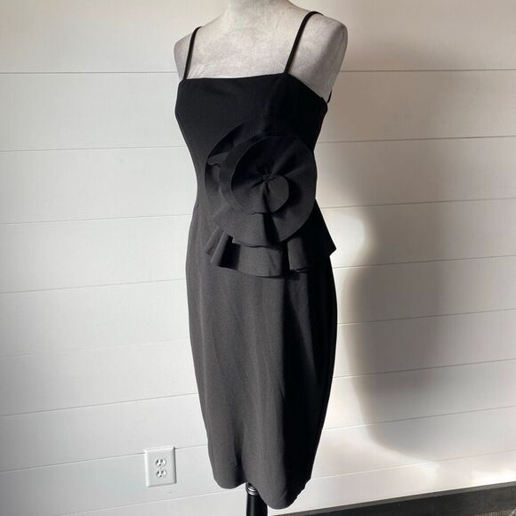 Betsy & Adam Women's Short spandex flower trim Dress Size 4 - Picture 3 of 11